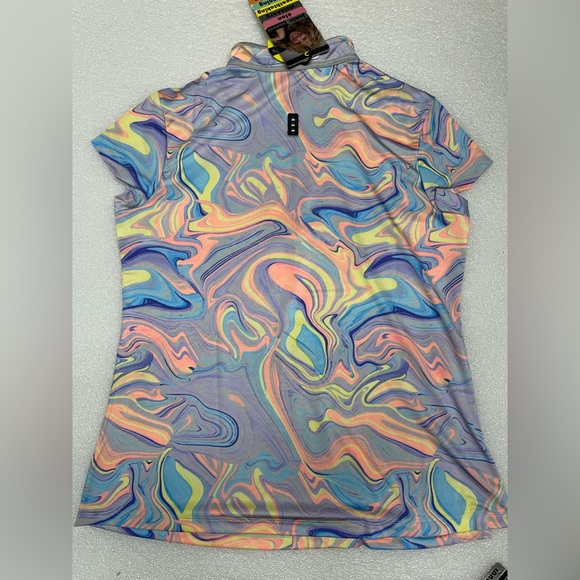 Jamie Sadock Women's Purple Rain Swirl Golf Polo 3/4 Sleeves Sz s &M MSRP $95 - Picture 5 of 7